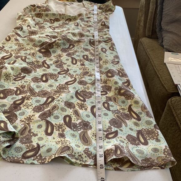 Anthropologie Isabella Bird 100% Silk Paisley Print Short Cutout Sleeve Dress - Picture 12 of 16